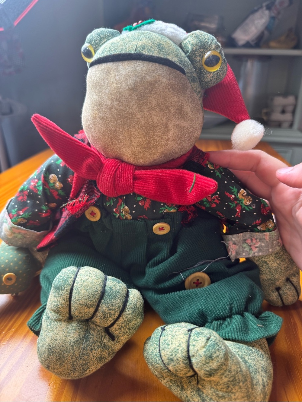 Holiday Frog Plush Toy Green and Red- Christmas Frog My Collection country Frog